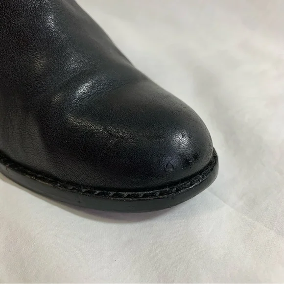 Arturo Chiang Black Leather Boots chunky heel, block heel, zipper, western, 6 - Picture 12 of 16